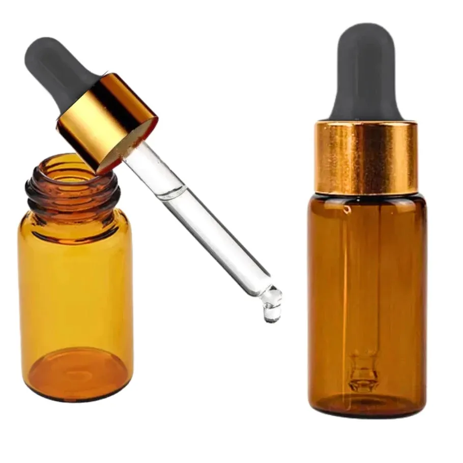 Frasco Conta Gotas 5ml Tampa Dourada