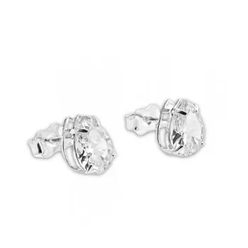 Brinco de prata ponto de luz gota branco - BF562