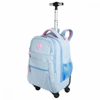 Mochila Carrinho com 4 Rodas Sestini Rolling Hydroblock Sky - Azul - Foto 3