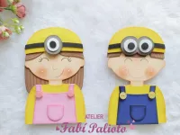 G1.798  Gabarito de Moldes  em MDF  Crianças Minnions  Capa de Caderno - Foto 3