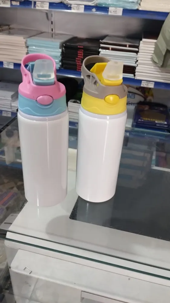 SQUEEZE ALUMINIO BRANCA INFANTIL 600ML CLICK CORES 