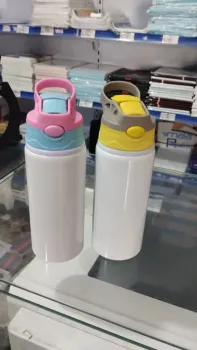 SQUEEZE ALUMINIO BRANCA INFANTIL 600ML CLICK CORES  - Foto 2