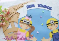 G1.802  Gabarito de Moldes  em MDF  Placa de Porta Crianças Minnions   - Foto 2