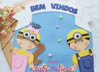 G1.802  Gabarito de Moldes  em MDF  Placa de Porta Crianças Minnions   - Foto 4