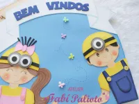 G1.802  Gabarito de Moldes  em MDF  Placa de Porta Crianças Minnions   - Foto 5