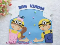 G1.802  Gabarito de Moldes  em MDF  Placa de Porta Crianças Minnions   - Foto 6