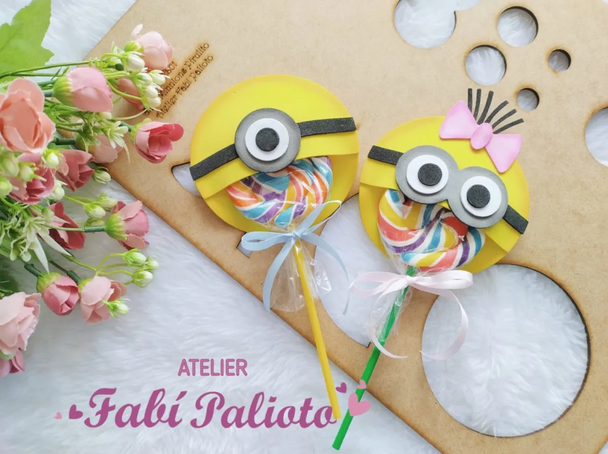  G1.801  Gabarito de Moldes  em MDF  Minnions  Pirulito