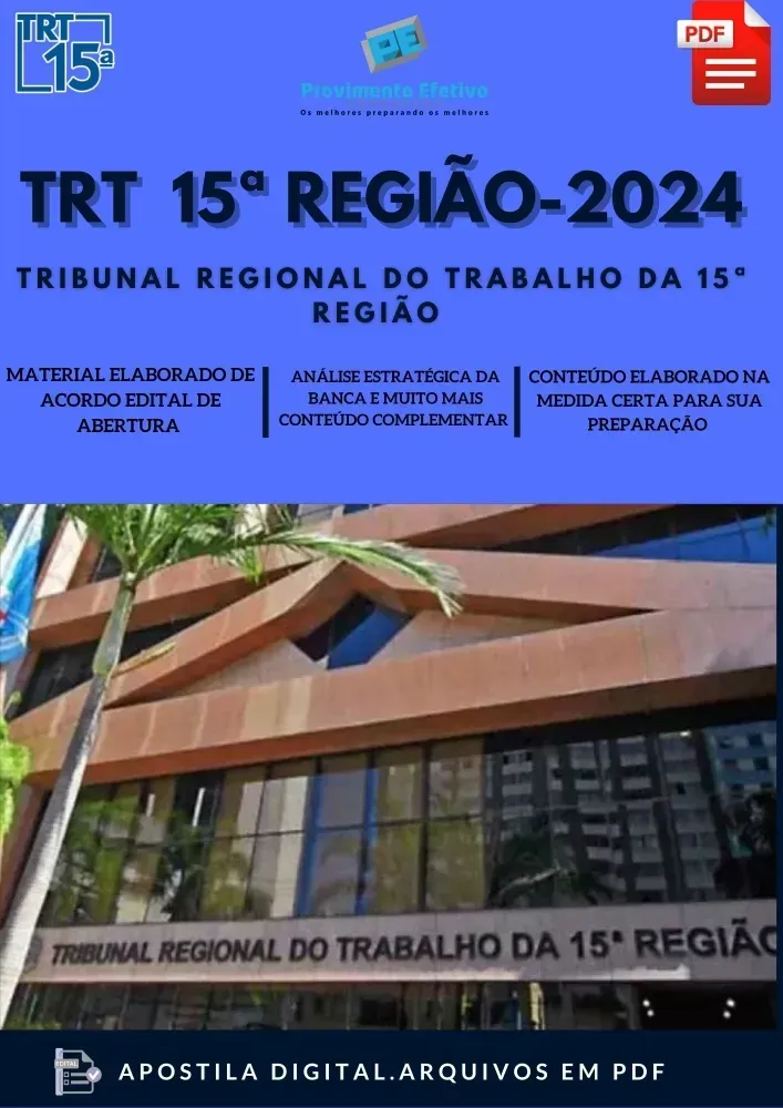 Apostila TRT 15 Região 2024 Analista Contabilidade