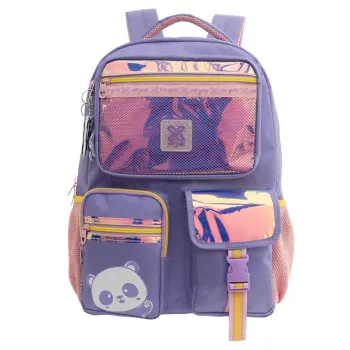 Mochila Juvenil 16 Utility Panda Lilás