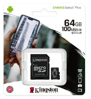 Memoria Micro Sd Kingston 64Gb Classe 10 Sdxc/Sdcs2 Canvas 100Mb/S