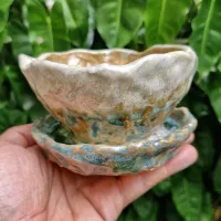 Cachepô com pratinho 'Crystal' (12x7cm)