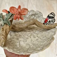 Centro de mesa Orquídea Sophronitis coccinea e Borboleta do 88 (23diam x 10alt) - Foto 2