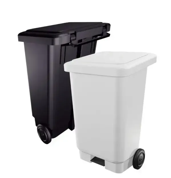 Lixeira 100 Litros  Com Pedal  e Rodas Preta    