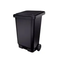Lixeira 100 Litros  Com Pedal  e Rodas Preta    