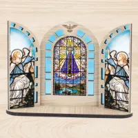 Capela de MDF Marfim com Porta Vitral Aparecida