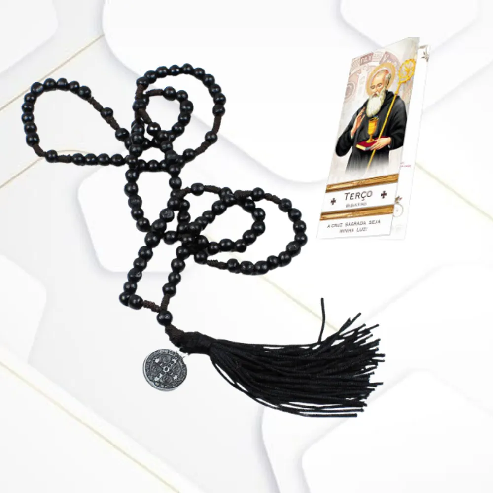Terço Bizantino Preto com Folheto