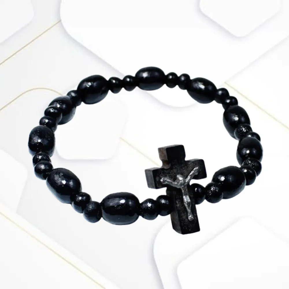 Pulseira de Madeira Preta contas 8/11 e 4mm