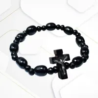 Pulseira de Madeira Preta contas 8/11 e 4mm