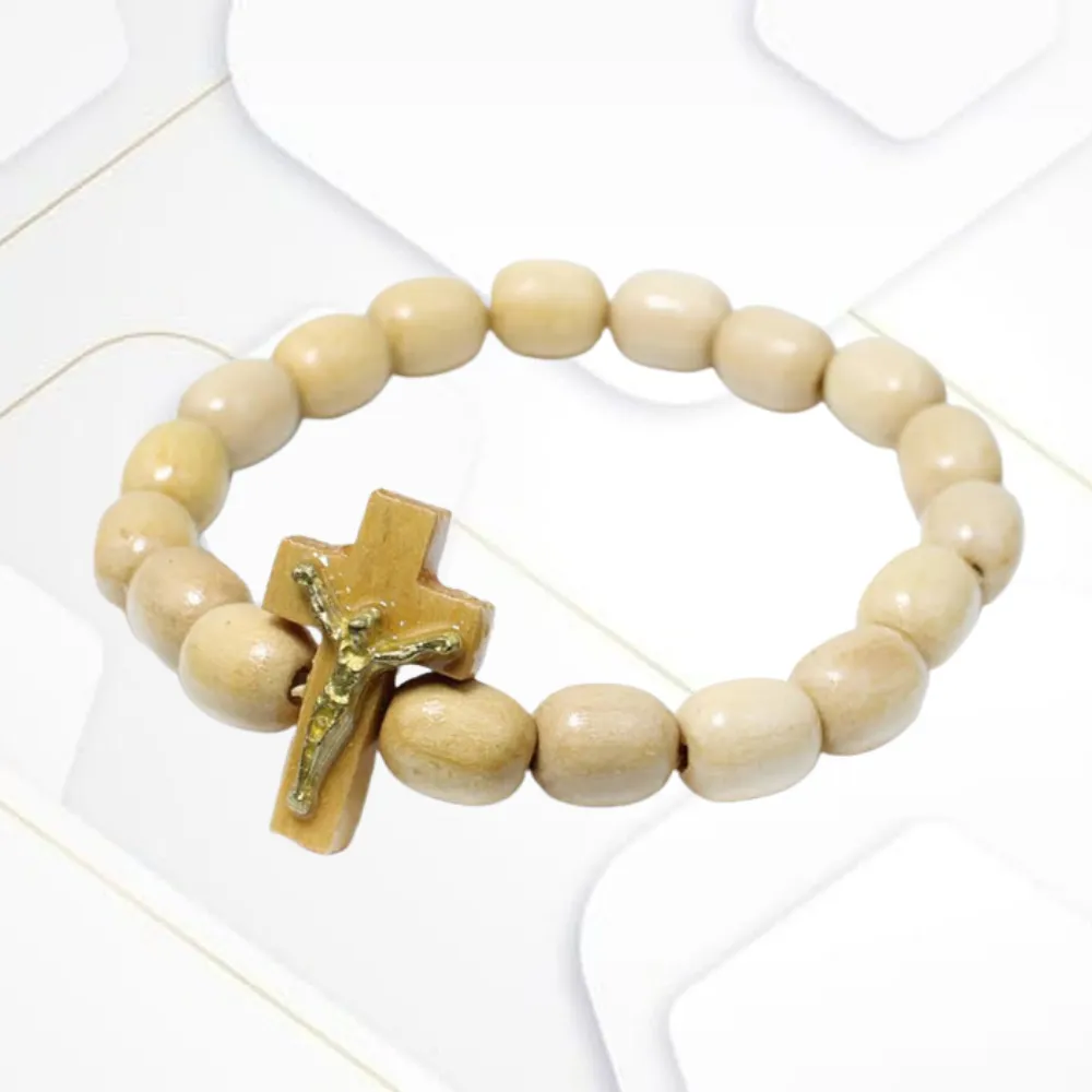 Pulseira de Madeira Marfim contas 8/11