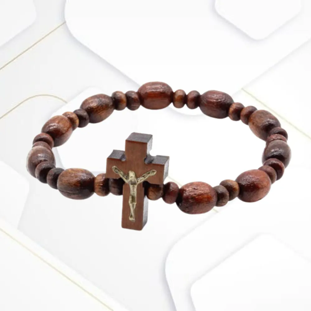 Pulseira de Madeira Imbuia contas 8/11 e 4mm