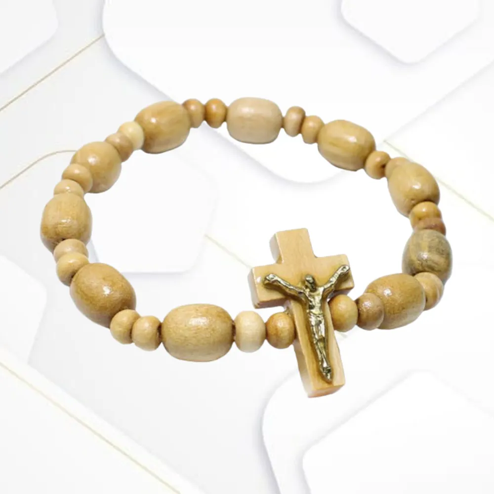 Pulseira de Madeira Marfim contas 8/11 e 4mm