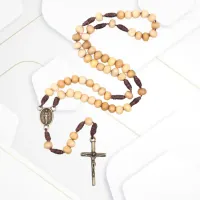 Terço de Madeira Marfim 4mm com pingente em metal