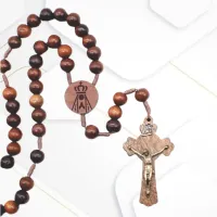 Terço Madeira Imbuia 10mm Nossa Senhora Aparecida