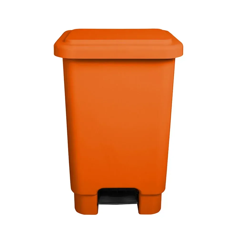Lixeira Com Pedal   100 litros Laranja Gruplast Imagem
