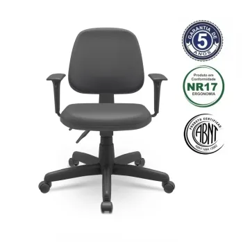 Cadeira Multiregulável NR17 Executiva Operativa com Encosto Regulável Base Giratória e Braços Reguláveis