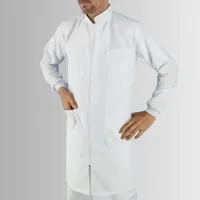 Jaleco Masculino Branco Gola Padre com Punho e  Zíper tecido de Oxford - Foto 2