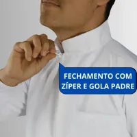 Jaleco Masculino Branco Gola Padre com Punho e  Zíper tecido de Oxford - Foto 5