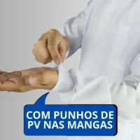 Jaleco Masculino Branco Gola Padre com Punho e  Zíper tecido de Oxford - Foto 6