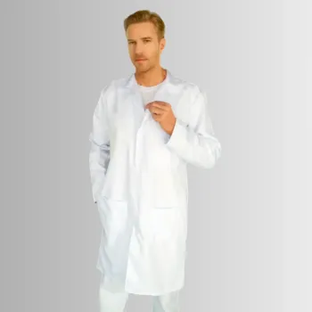 Jaleco Masculino branco de Oxford Masculino Manga Longa Branco