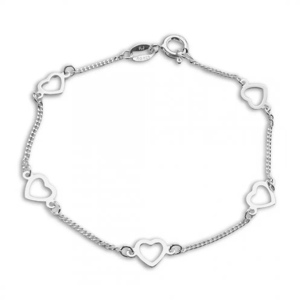 Pulseira de prata infantil coração - 240265