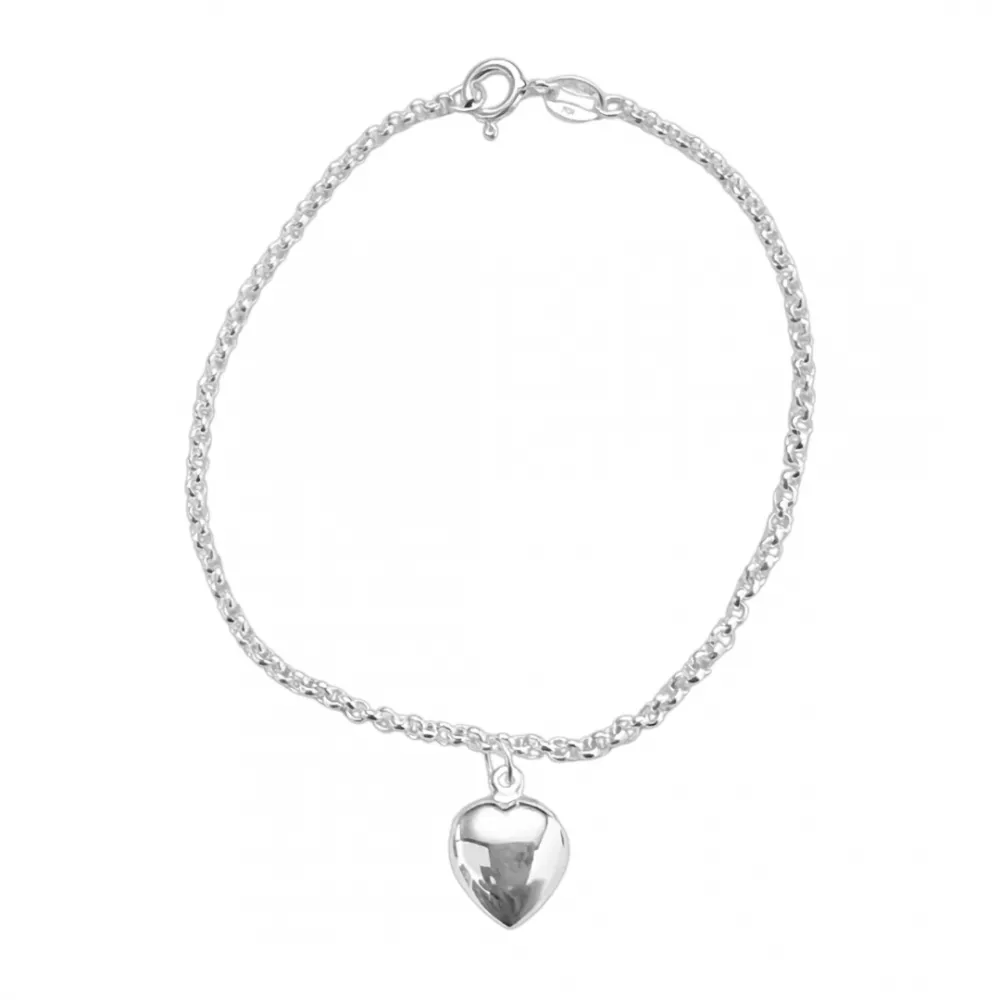 Pulseira de prata alta com berloque coração - 240448