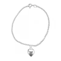 Pulseira de prata alta com berloque coração - 240448
