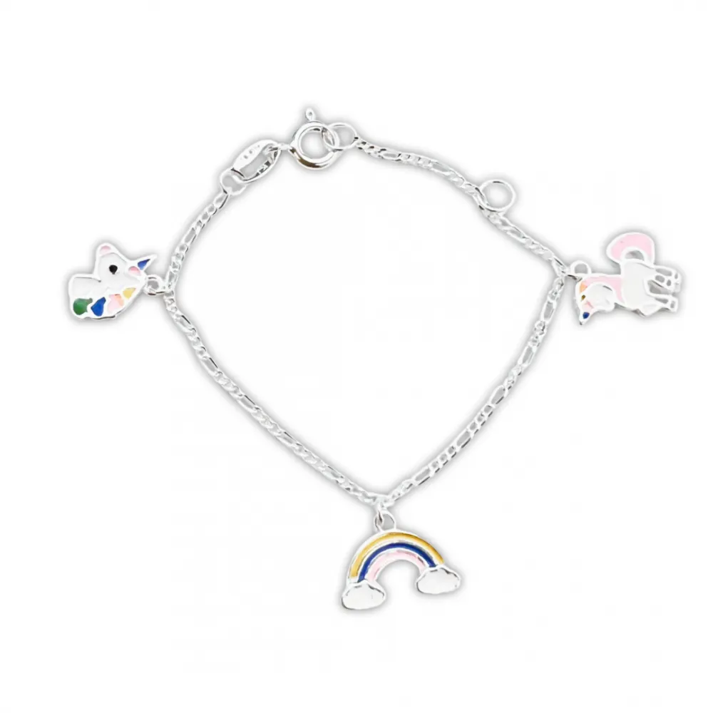 Pulseira de prata infantil unicórnio - 240755