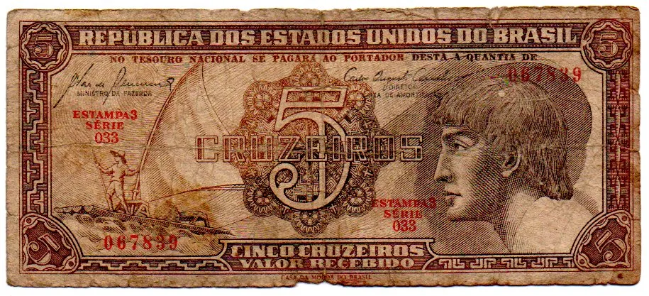 C111 - 5 Cruzeiros - Série 033 - Índio - Data: 1961 - UTG