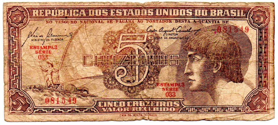 C111 - 5 Cruzeiros - Série 033 - Índio - Data: 1961 - R