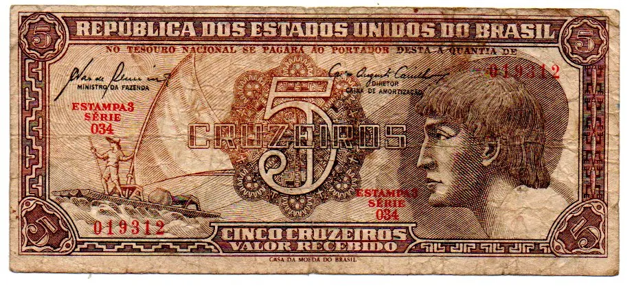 C111 - 5 Cruzeiros - Série 034 - Índio - Data: 1961 - BC