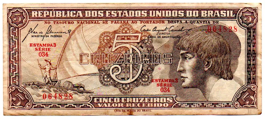C111 - 5 Cruzeiros - Série 034 - Índio - Data: 1961 - BC