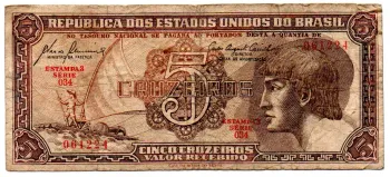 C111 - 5 Cruzeiros - Série 034 - Índio - Data: 1961 - BC