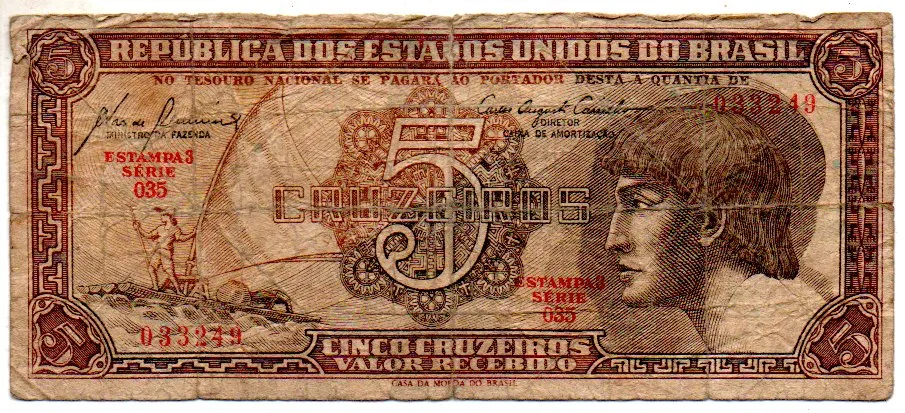 C111 - 5 Cruzeiros - Série 035 - Índio - Data: 1961 - R