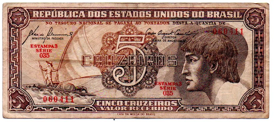 C111 - 5 Cruzeiros - Série 035 - Índio - Data: 1961 - MBC