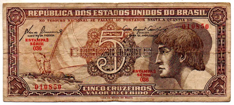 C111 - 5 Cruzeiros - Série 036 - Índio - Data: 1961 - BC