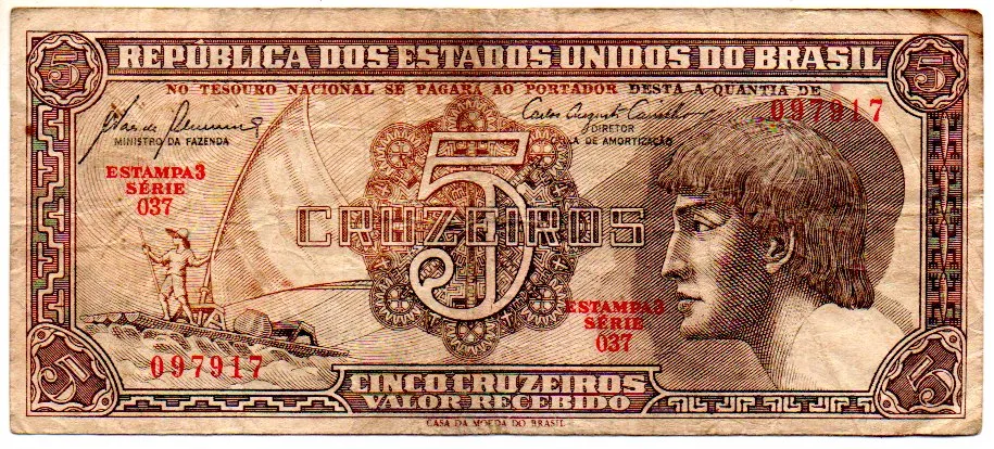 C111 - 5 Cruzeiros - Série 037 - Índio - Data: 1961 - MBC Imagem