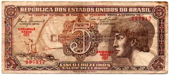 C111 - 5 Cruzeiros - Série 037 - Índio - Data: 1961 - MBC
