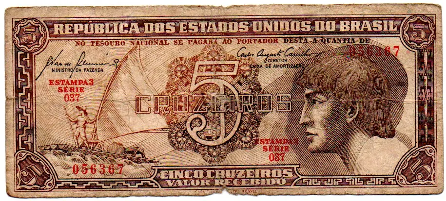 C111 - 5 Cruzeiros - Série 037 - Índio - Data: 1961 - R