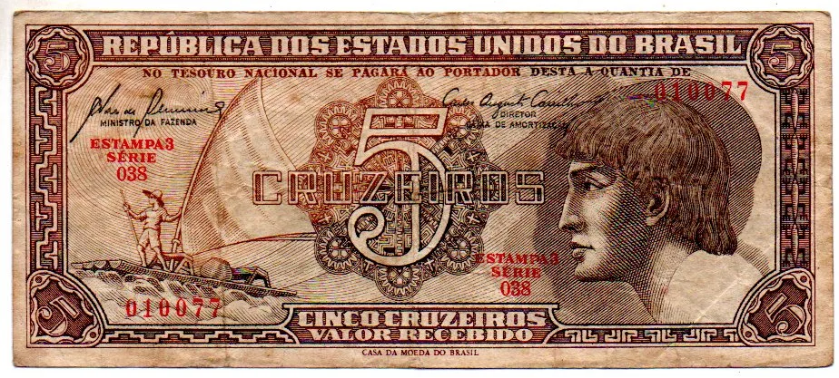 C111 - 5 Cruzeiros - Série 038 - Índio - Data: 1961 - MBC Imagem
