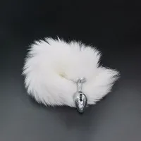 PLUG ANAL BRANCO RABO DE RAPOSA , TAMANHO P COM RABO 44 CM - SI                                                    LIBYSEXSHOP - Foto 4